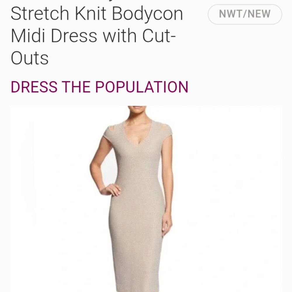 Dress the Population Bryce Dress 1X Pearl Silver New with tags